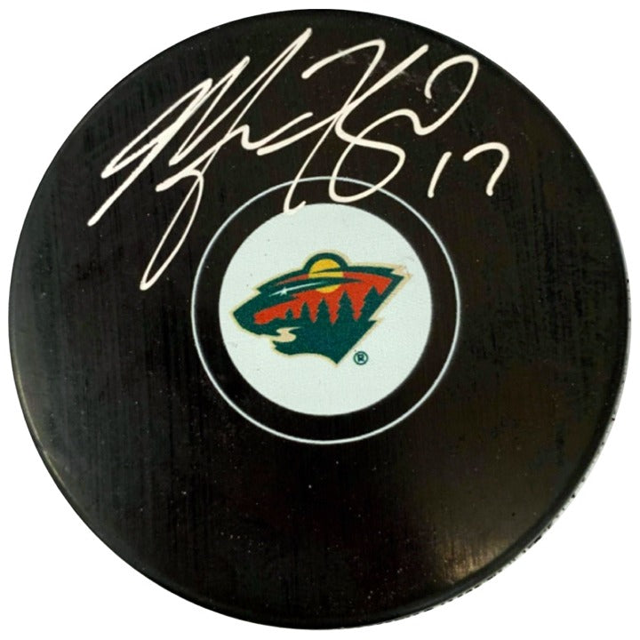 Marcus Foligno Autographed Minnesota Wild Logo Puck