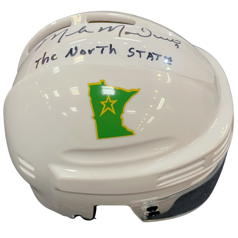 Mike Modano Autographed SotaStick Art North State Mini Helmet (Numbered Edition)