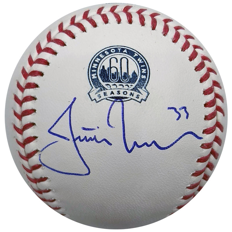 Justin Morneau Autographed Minnesota Twins 60th Season OMLB Baseball