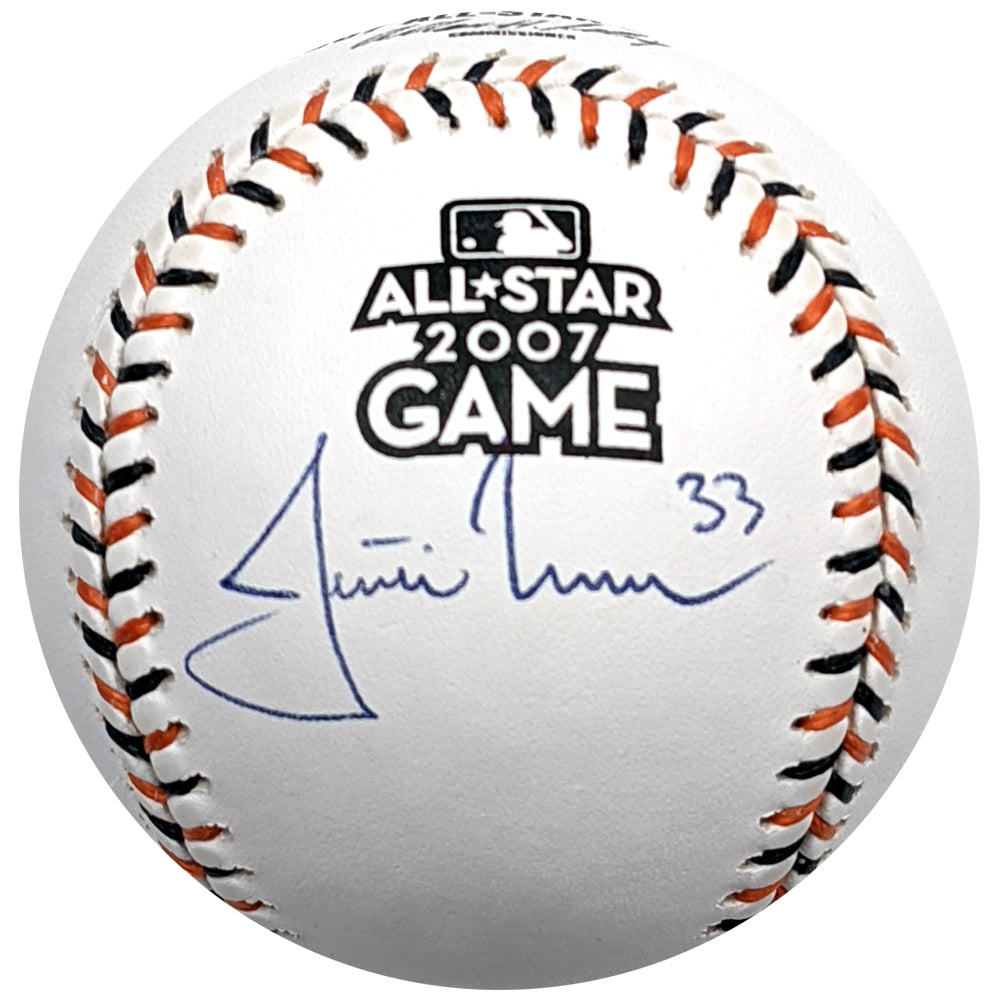 Autographed/Signed JUSTIN MORNEAU Minnesota Pinstripe Baseball Jersey JSA  COA