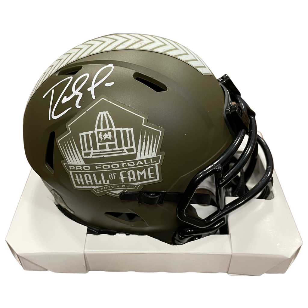Randy Moss Autographed Salute To Service Hall Of Fame Mini Helmet Autographs Fan HQ   