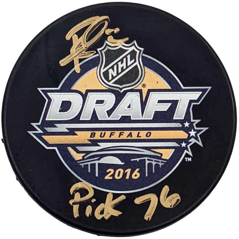 Rem Pitlick Autographed & Inscribed 2016 NHL Draft Puck (Standard Number)