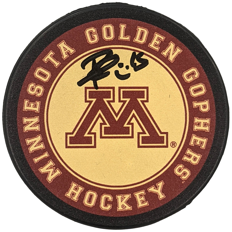 Rem Pitlick Autographed Minnesota Gophers Logo Puck