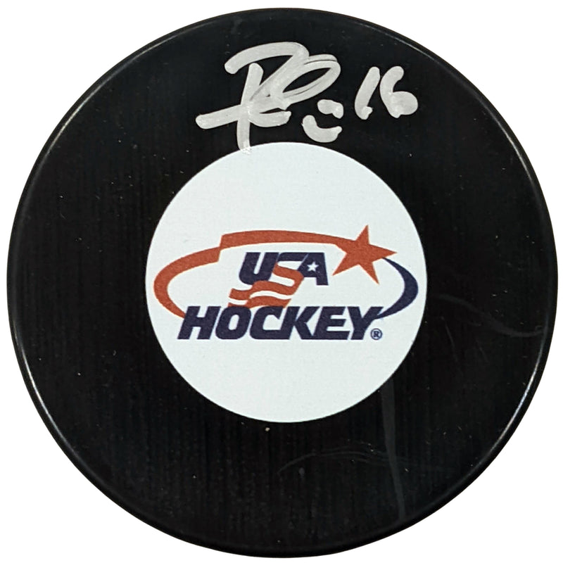 Rem Pitlick Autographed USA Hockey Logo Puck