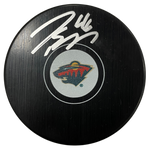 Jared Spurgeon Autographed Minnesota Wild Logo Puck Autographs FanHQ   