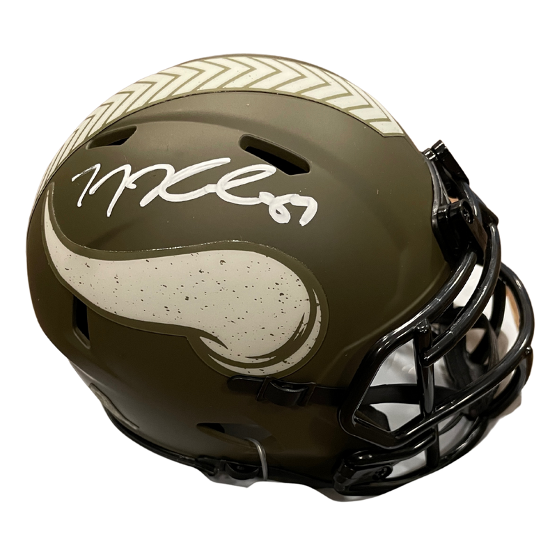 T.J. Hockenson Autographed Minnesota Vikings Salute To Service Mini Helmet