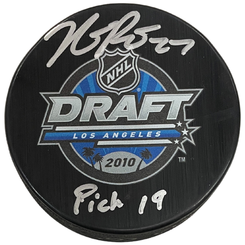 Nick Bjugstad Signed and Inscribed 2010 NHL Draft Puck Minnesota Wild (Number 19/19)