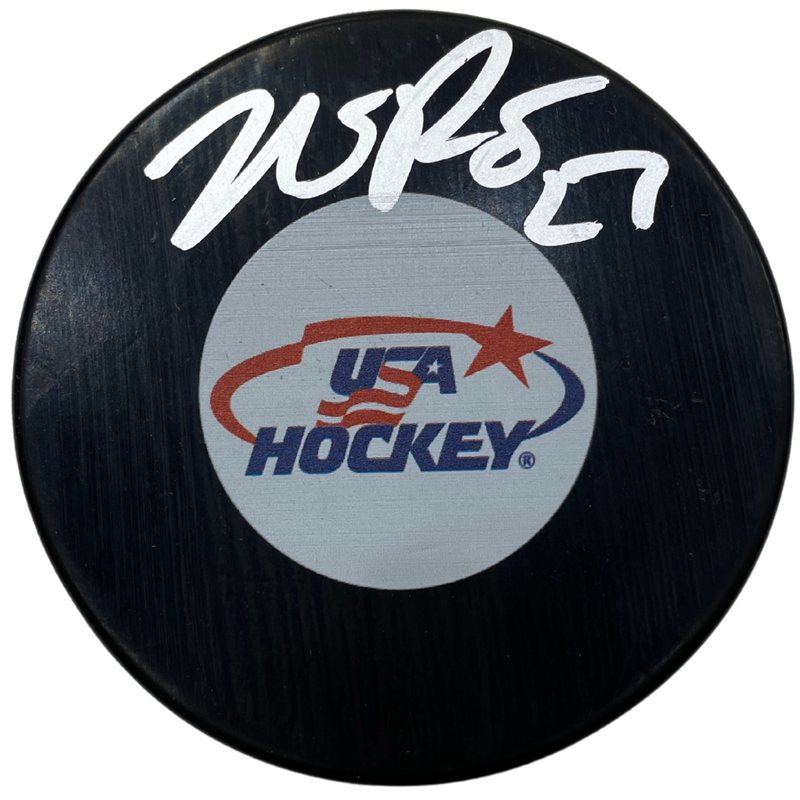 Nick Bjugstad Autographed USA Hockey Logo Puck