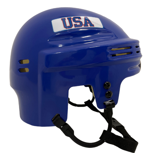 Neal Broten Autographed Royal Blue Mini Helmet "USA!" (Standard Number)