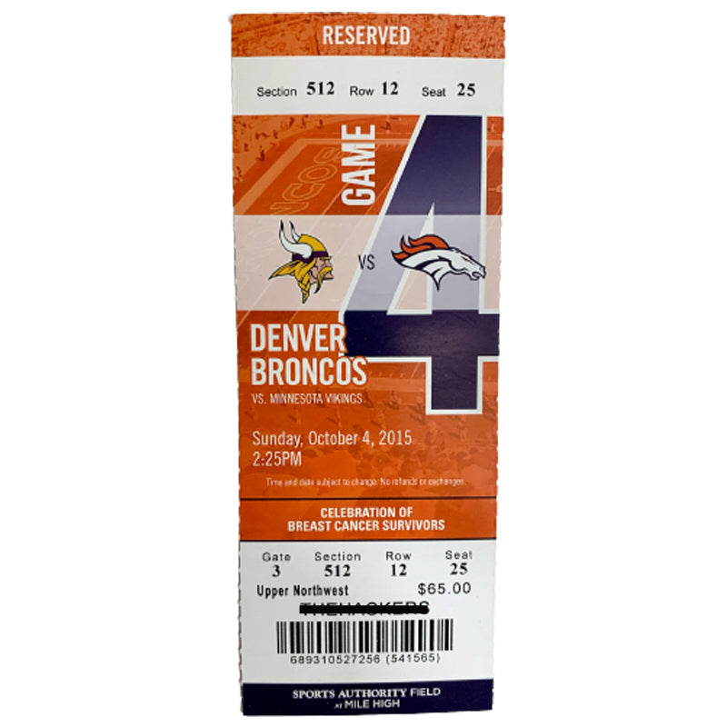 Stefon Diggs First NFL Game Original Full Unused Ticket Minnesota Vikings