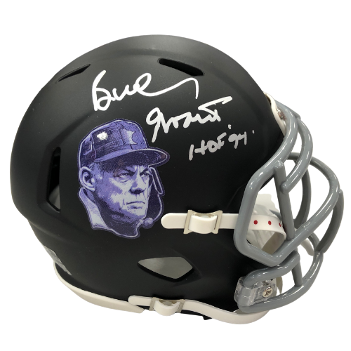 Bud Grant Autographed Custom SotaStick Art Blackout Mini Helmet (Standard Number)