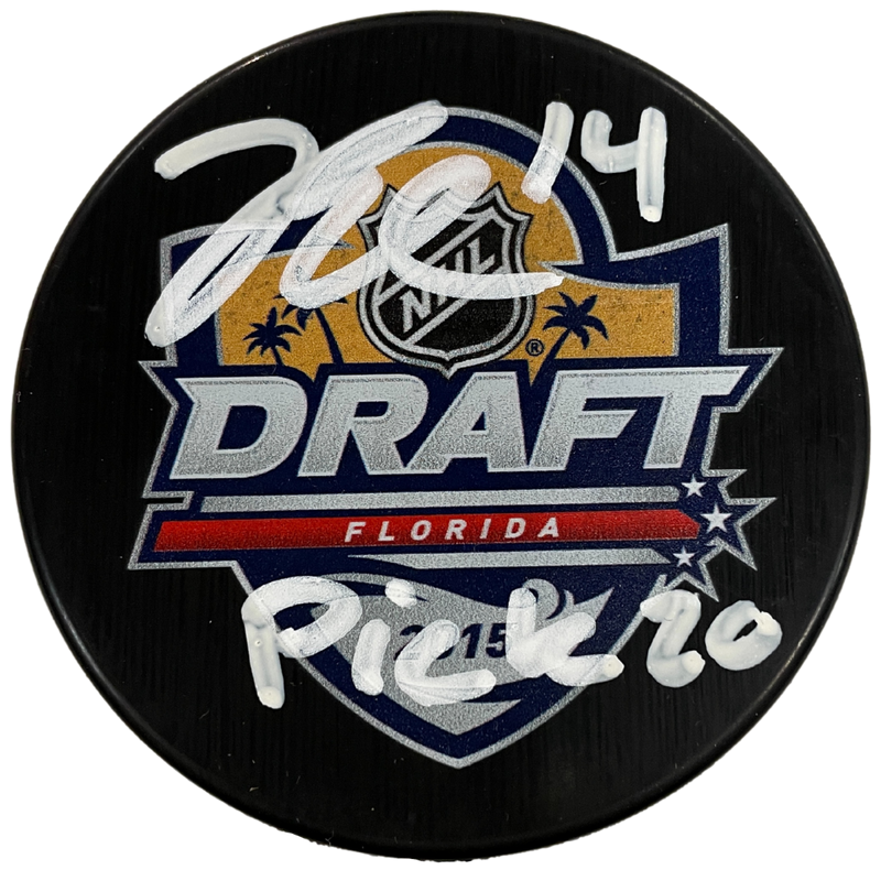 Joel Eriksson Ek Signed and Inscribed 2015 NHL Draft Puck Minnesota Wild (Standard Number)