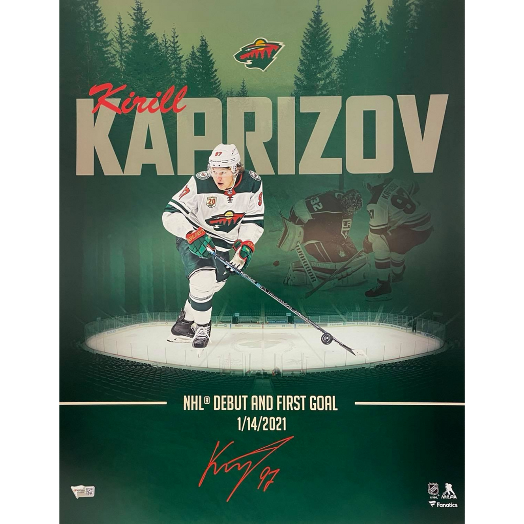 Kirill Kaprizov Autographed Minnesota Wild 16x20 NHL Debut Photo Art Autographs FanHQ   