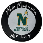 Mike Modano Autographed Minnesota North Stars Puck w/ HOF Inscription