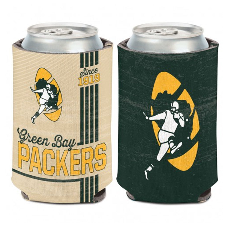 Green Bay Packers Throwback Vintage Logo 2-Sided 12 oz. Can Cooler Collectibles Wincraft   