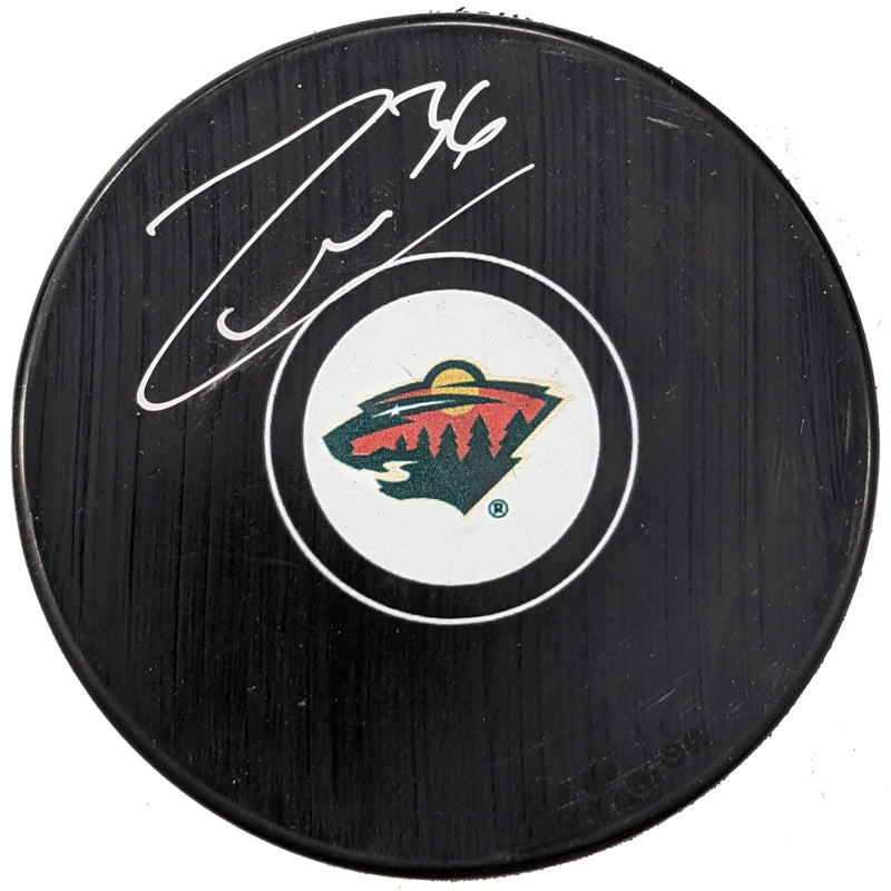 Mats Zuccarello Autographed Minnesota Wild Logo Puck Autographs FanHQ   